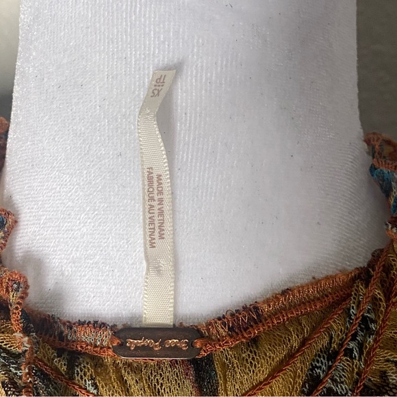 Free People Floral Ruffle Blouse - Brown and Blue - Picture 3 of 3